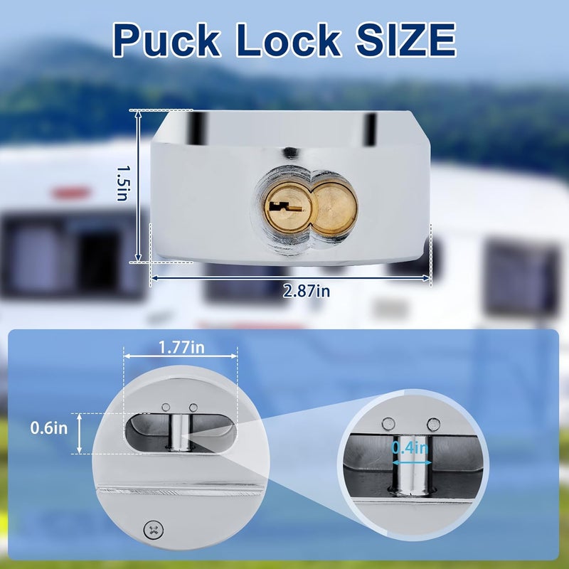Soobool 6271 Puck Lock, Hidden Shackle Padlock (2 Pack), Puck Locks, Pucks Locks for Trailers, 2-7/8" Hidden Shackle Padlock, Heavy Duty Puck Lockk with Keys, Trailer Pucks Padlocks 2 Pack - Image 2
